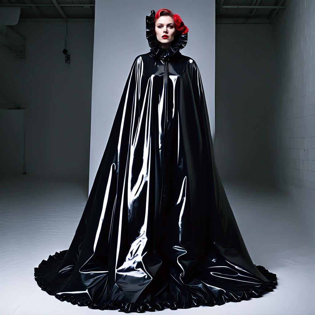 Pvc Ruffle Suit Lady in high ruffle collar PVC vinyl rain cape by capemarine on DeviantArt