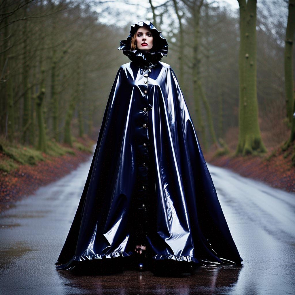 Pvc Ruffle Suit Lady in high ruffle collar PVC vinyl rain cape by capemarine on DeviantArt