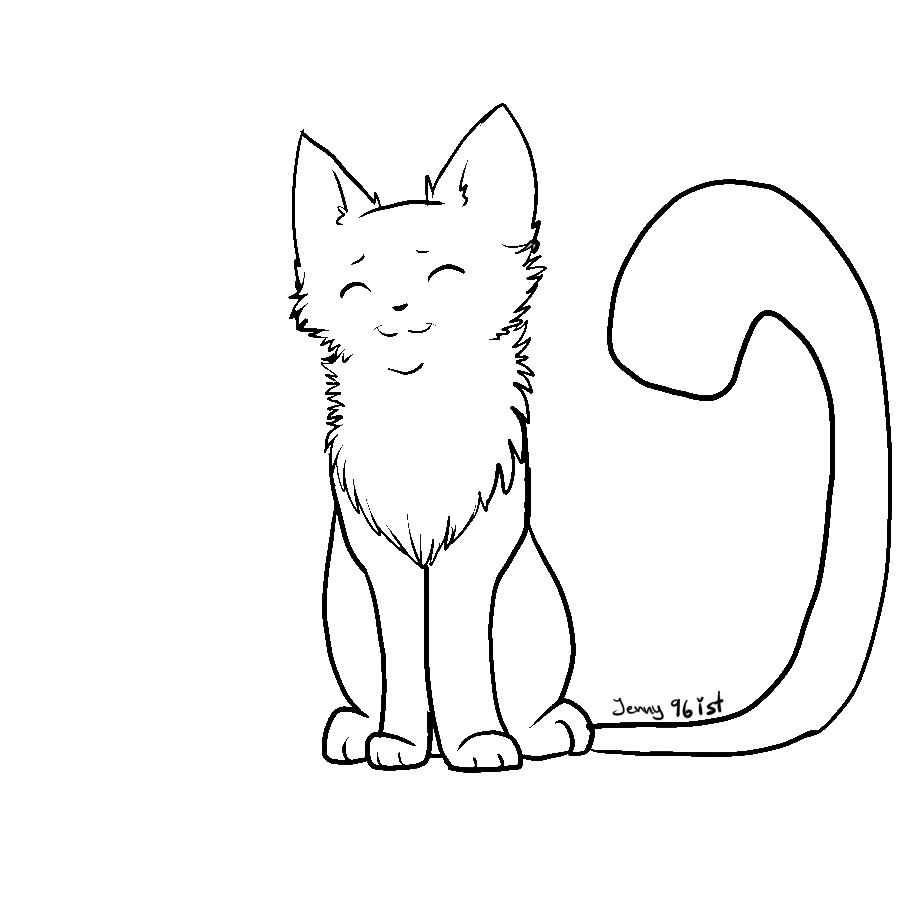 free line art cat