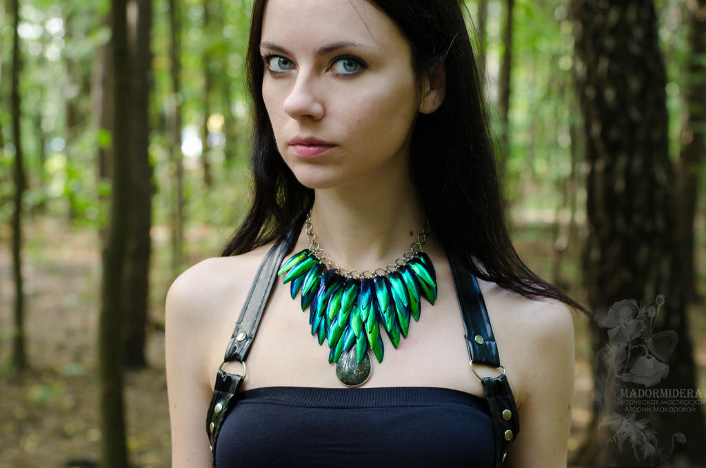 Necklace 'Dragon of the green forest'