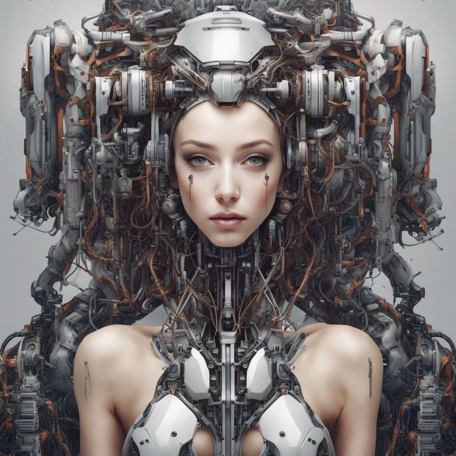 Symmetry art sexy robot beautiful girl