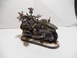 Nurgle chaos Lord /sorcerer on Bike from side