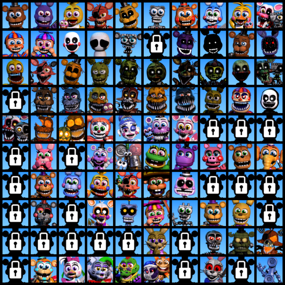 FNAF World Ultimate Character Roster (WIP) by Legofnafboy2000 on DeviantArt