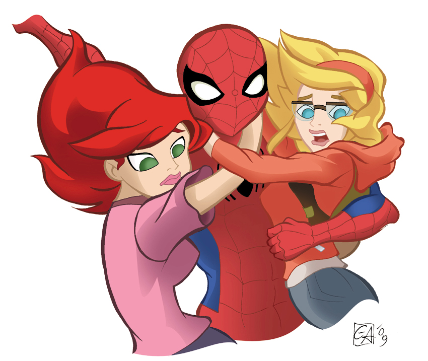 Spider-Man wih Gwen and MJ