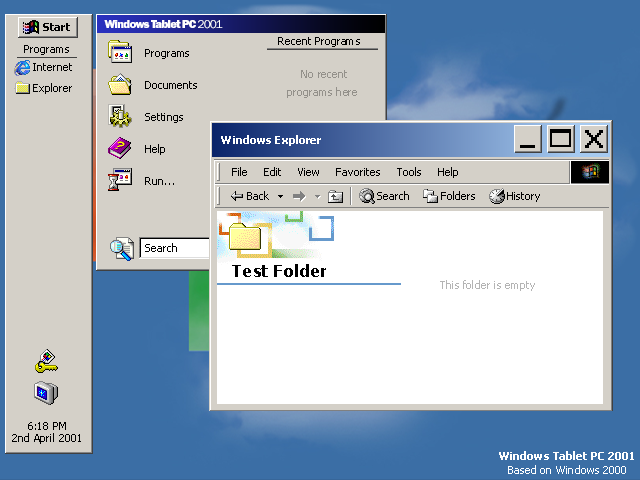 Windows Tablet PC 2001 mockup