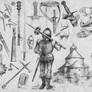 Medieval flail, sword arm, other weapons (5)