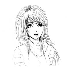 cute manga girl - lines