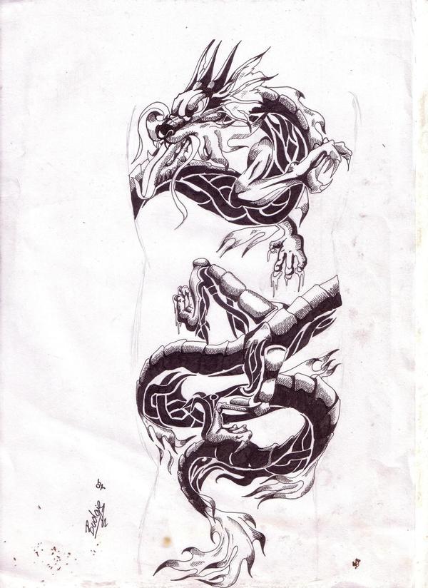 chinese dragon.tribal tattoo