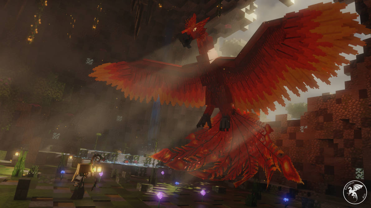 A minecraft phoenix in a lush cave by Enkerehimarts on DeviantArt