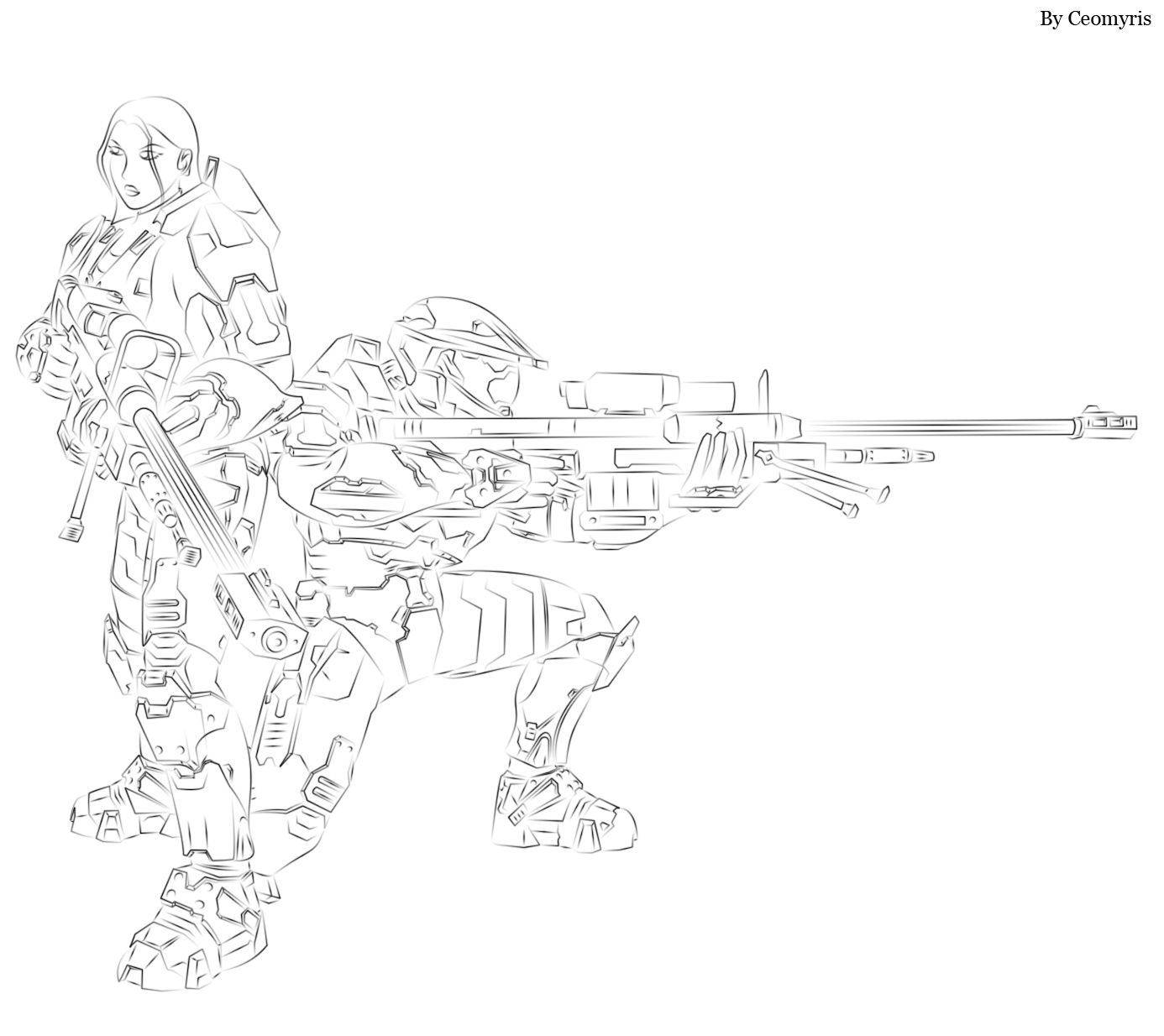 Spartan-058 aka linda Lineart