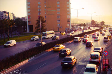 Sunset on the road