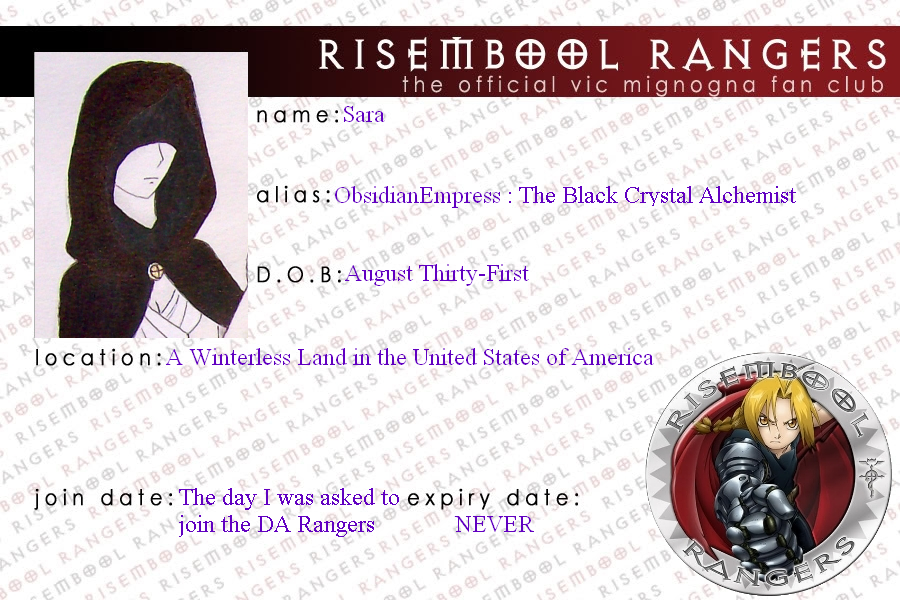 ObsidianEmpress Risembool Rangers ID