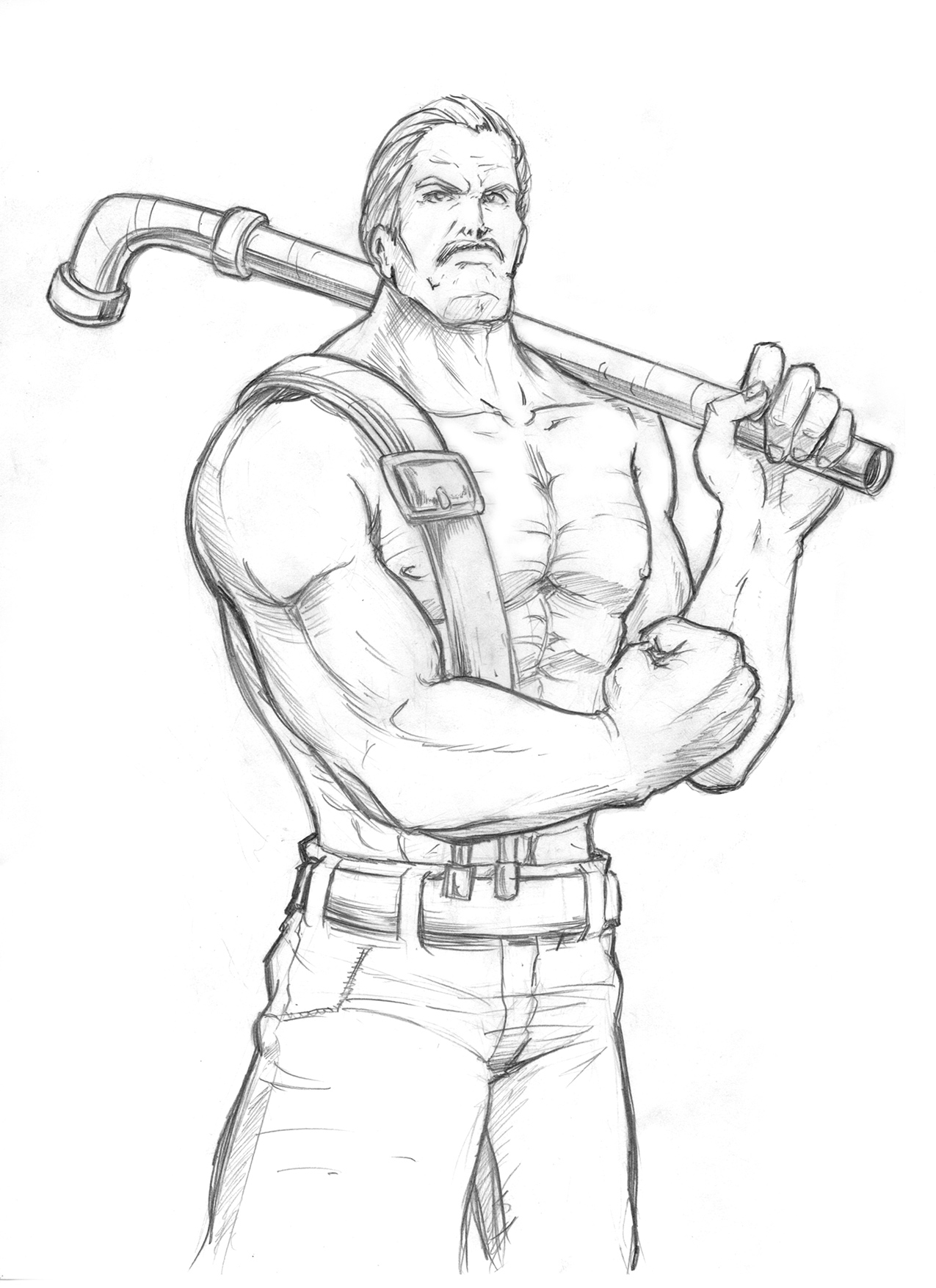 Haggar Final Fight pencil sketch