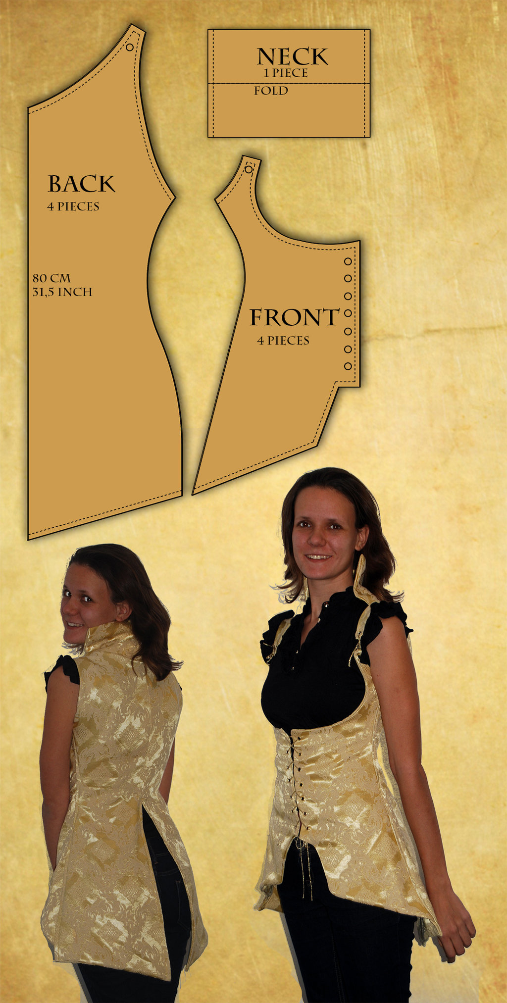 Reversible Corset Vest pattern and tutorial