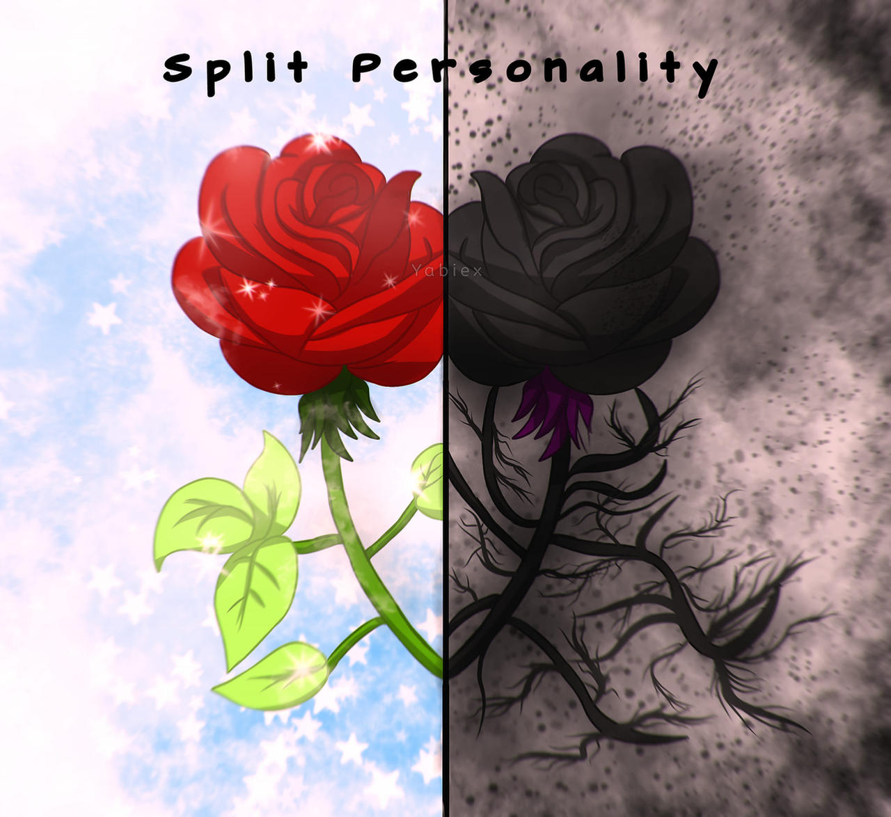 Split Rose Split Personality Rose by Yabiex on DeviantArt