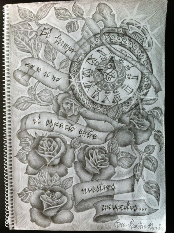 Tiempo en reloj con rosas para tatuaje by Anamaestre on DeviantArt Tiempo en reloj con rosas para tatuaje by Anamaestre on DeviantArt