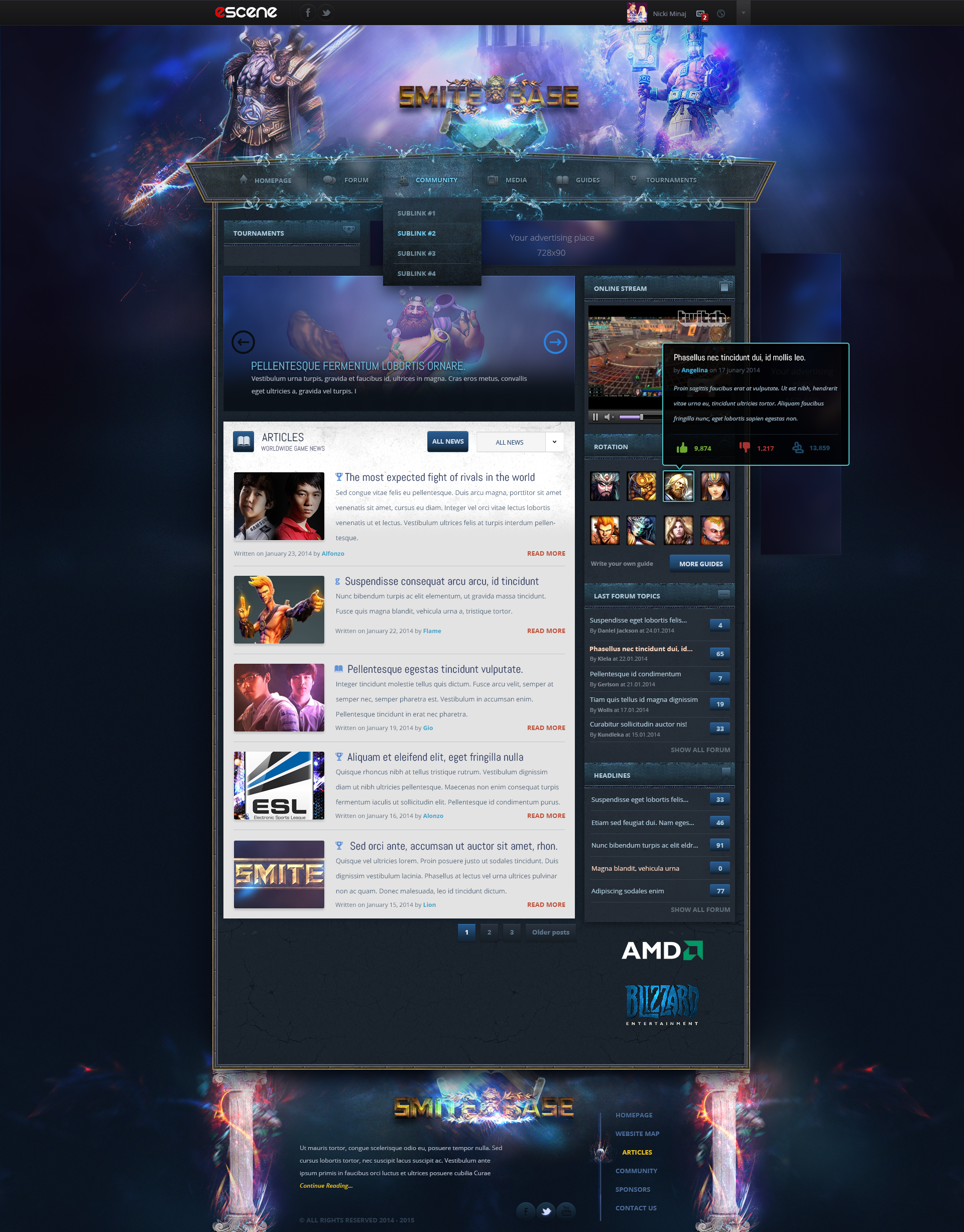 SMITE homepage webdesign