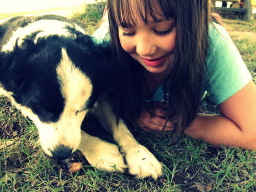 just a girl and her dog.