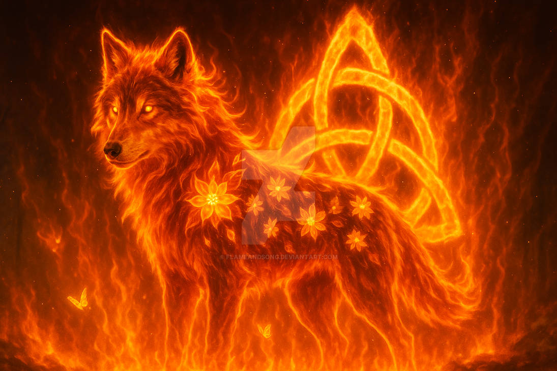Fire Magic Wolf Fire Wolf - for Andy by FlameAndSong on DeviantArt