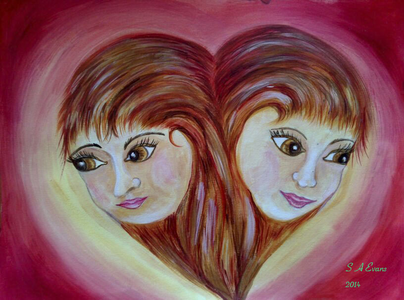 Heart and faces painting