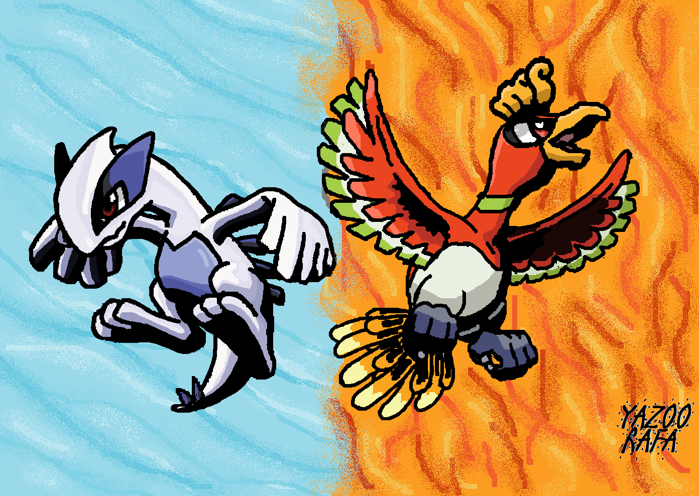 Lugia and Ho-oh by RafaYazoo on DeviantArt