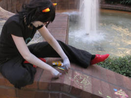 Terezi plays with chalk