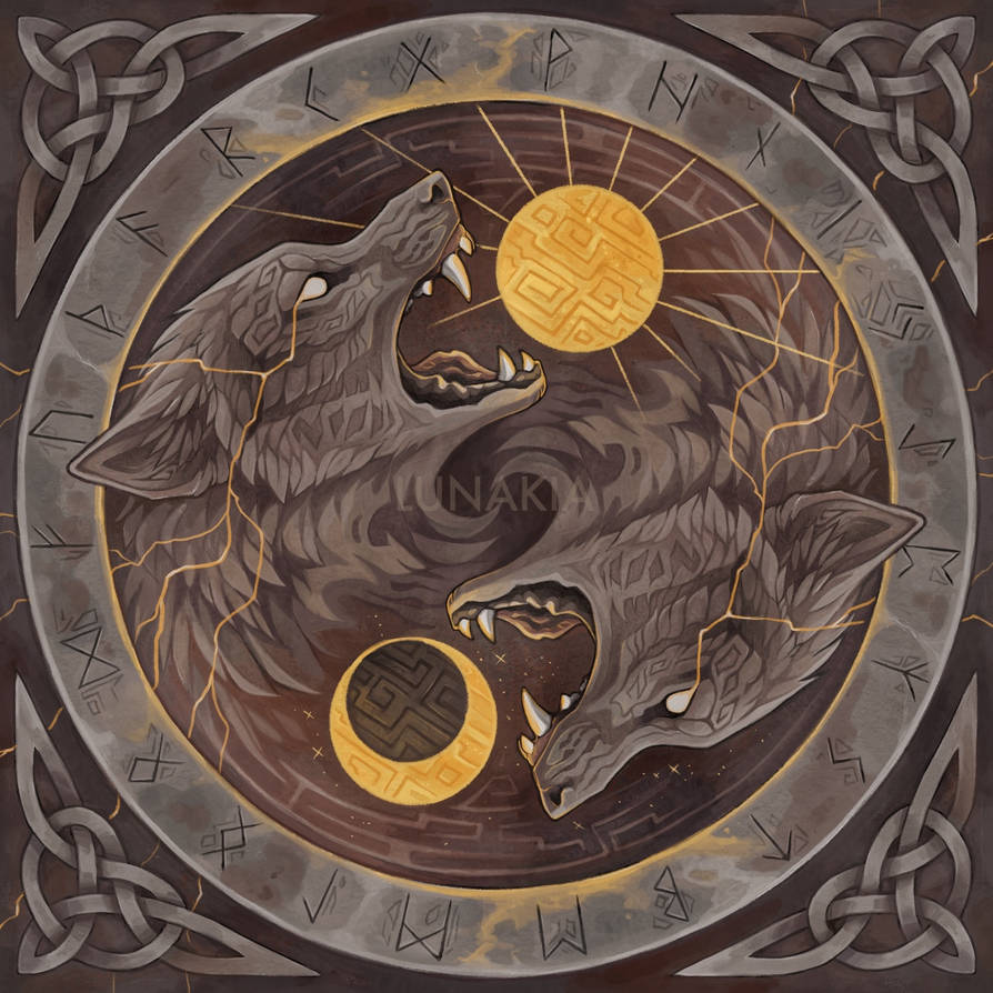 Hati and Skoll by LunakiaArt on DeviantArt