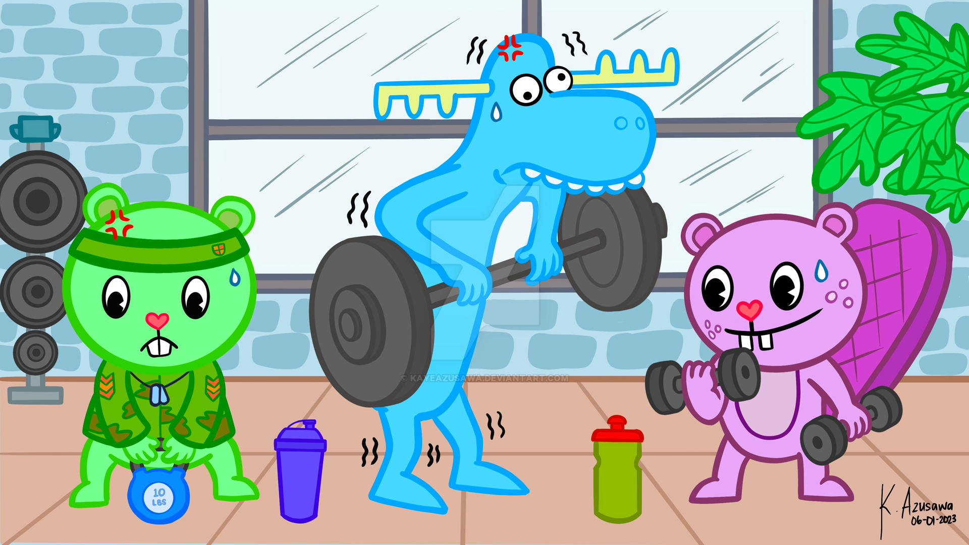 HTF Lumpy, Toothy and Flippy - Let's Get Physical by kayeAzusawa on ...