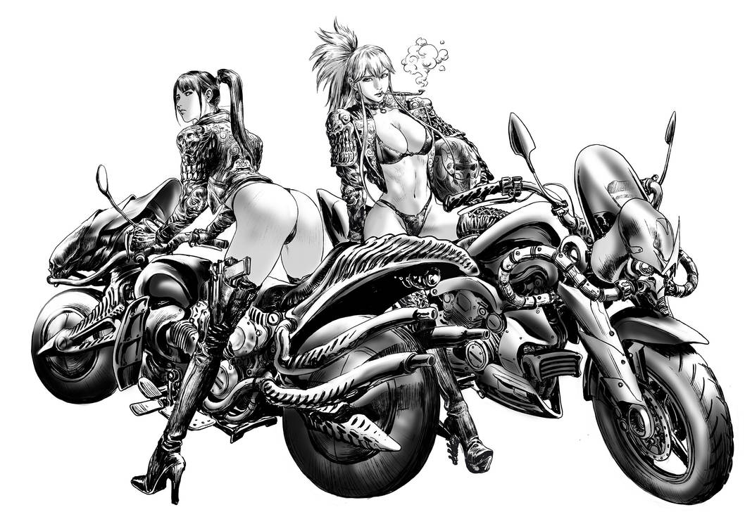 Motorcycle girl by azazel1944