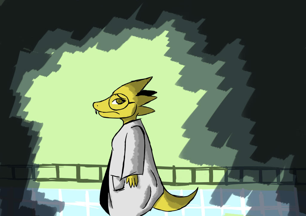 Alphys, sketch by shewhobreathesfire on DeviantArt