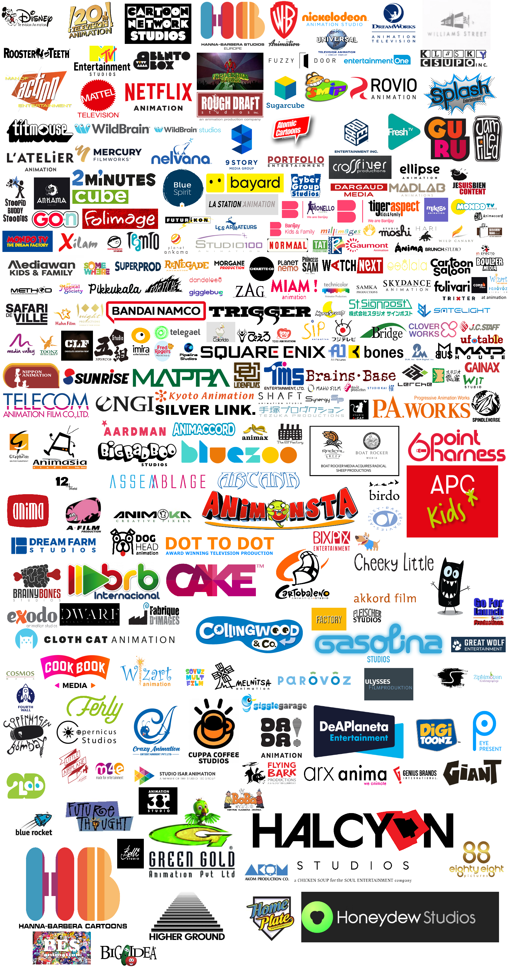 A list of Television Animation Studios by melvin764g on DeviantArt