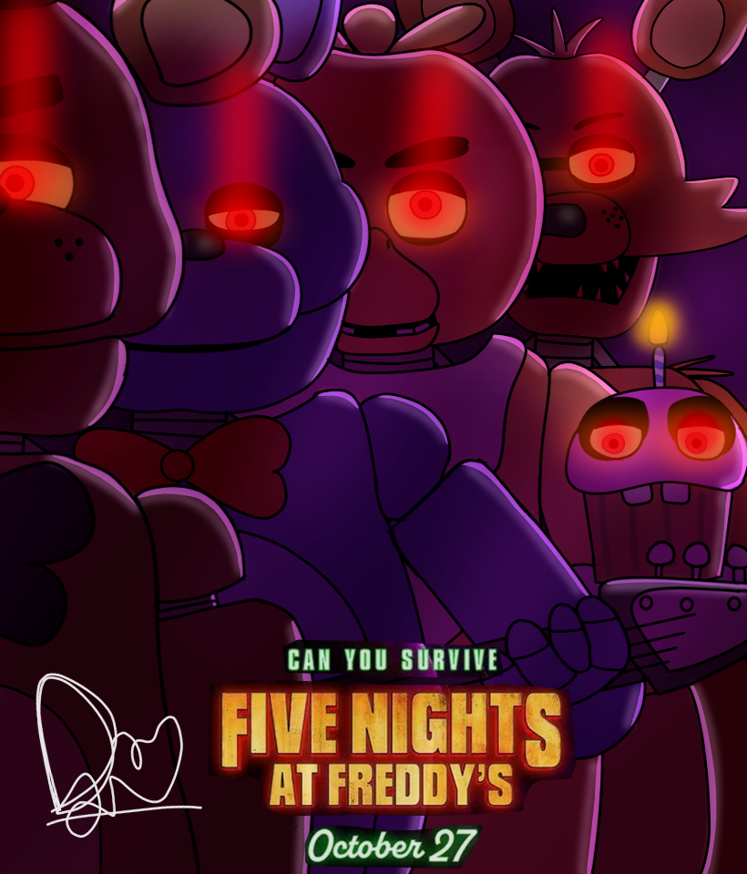 Can you survive Five nights at Freddy's (FNAF MOVIE POSTER Redraw