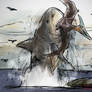 Cretoxyrhina hunting Pteranodon