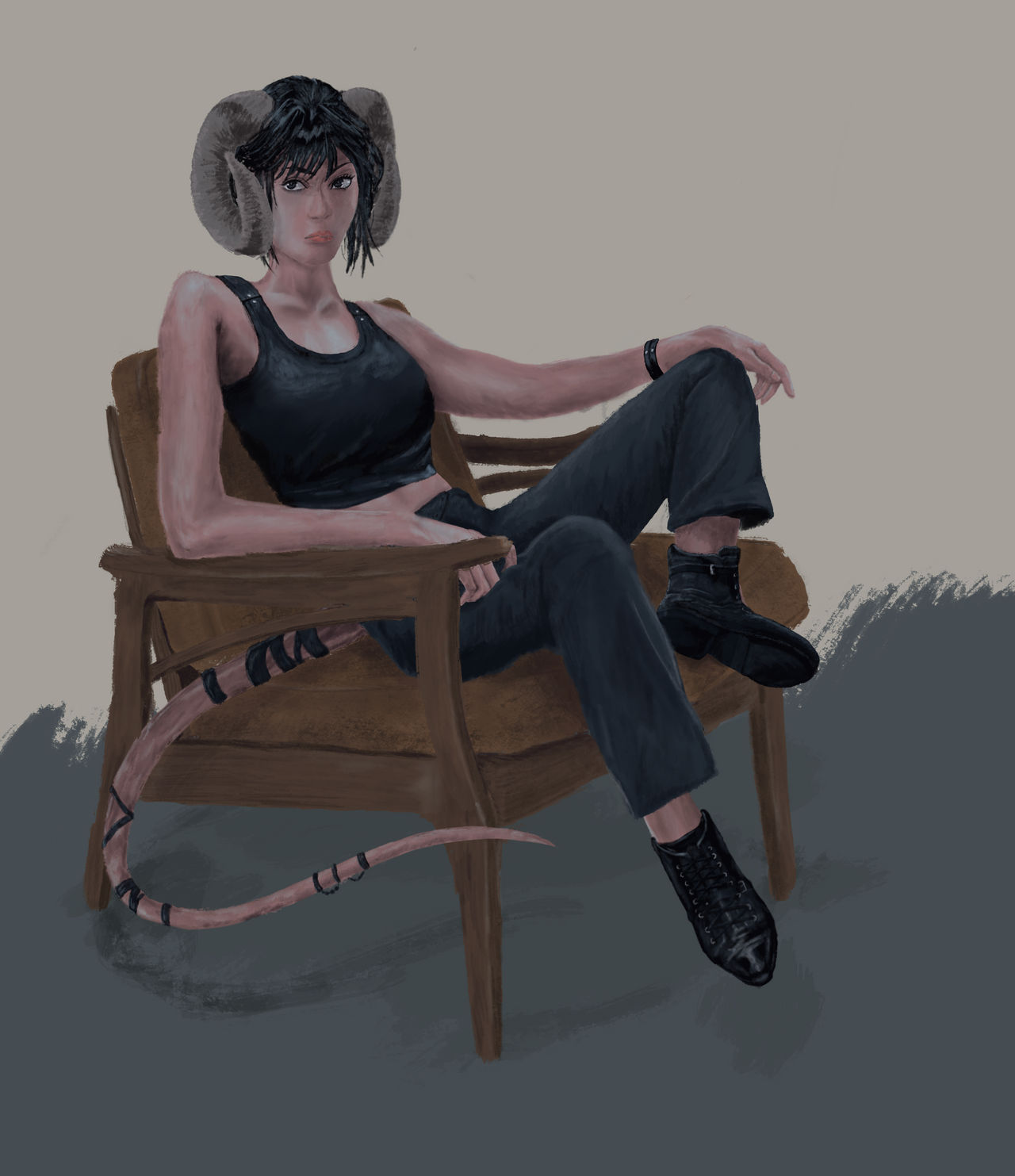 Sitting Tiefling