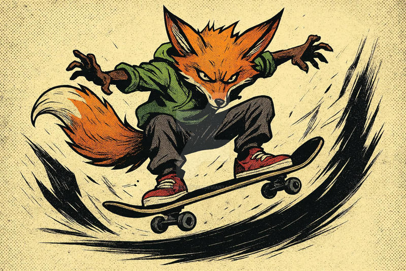 Skating Fox by bramblekitten on DeviantArt