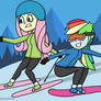 Rainbow and Fluttershy Skiing