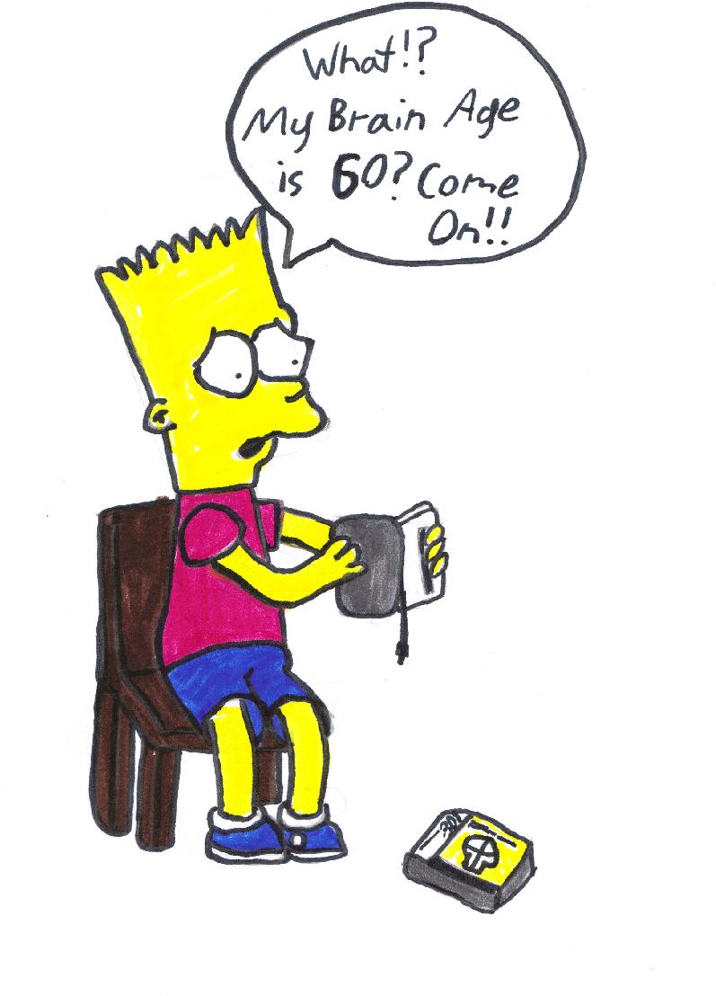 Bart playing Brain Age on DS