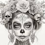 Dia de los Muertos Pencil Sketch Drawing