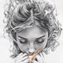Yuna in Fire Pencil Portrait