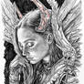 Woman as Lucifer Pencil Sketch Portrait