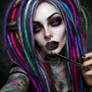 Fully Tattooed Gothic Woman with Dreadlocks
