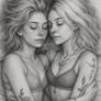 Peaceful Embrace Graphite Drawing