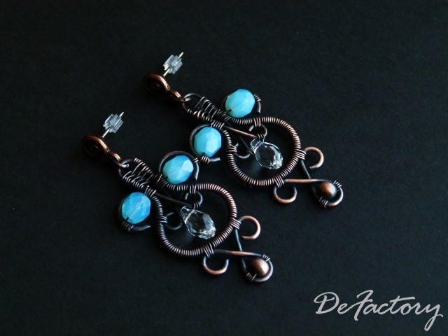 Copper Earrings with Swarovski