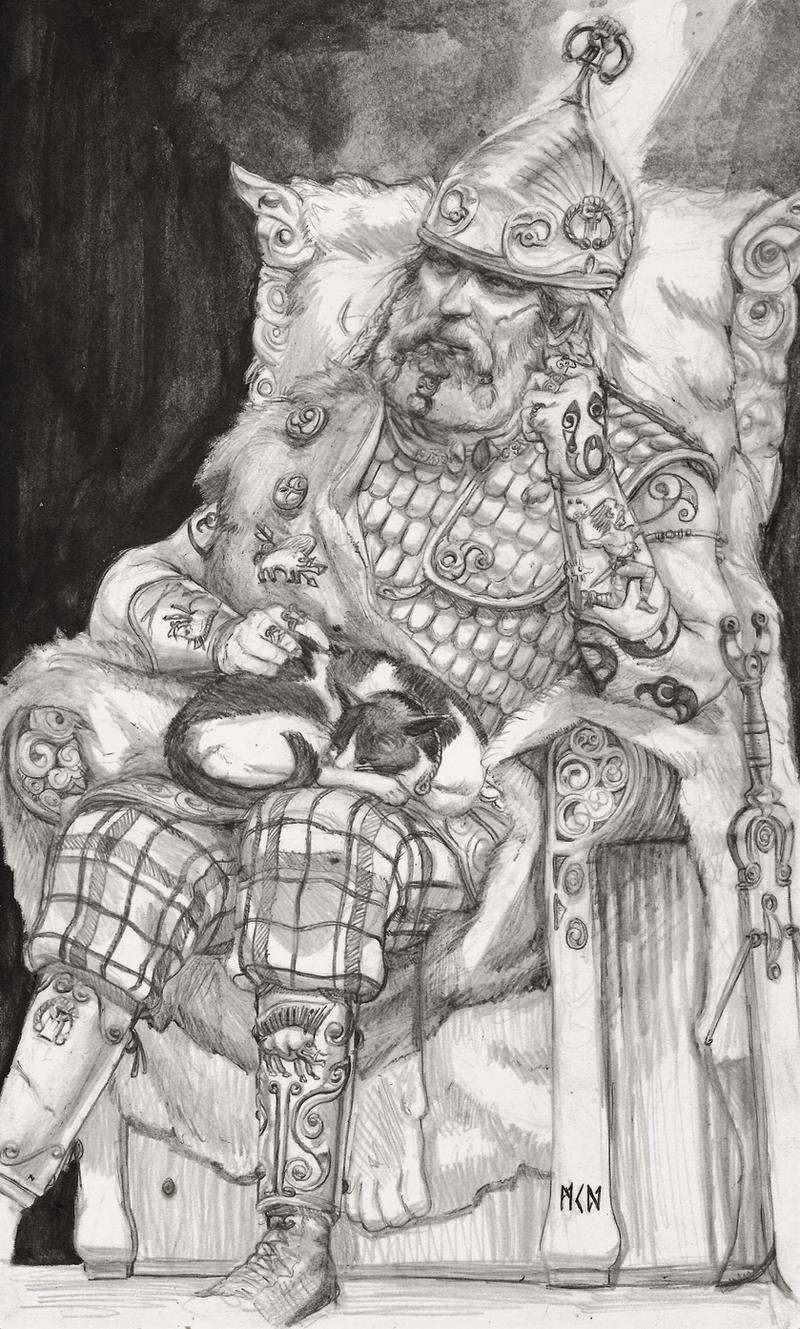 A Stoneman and his cat by deWitteillustration