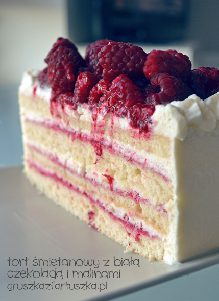 white chocolate and raspberry cake