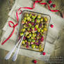 christmas brussel with cranberry and hazel nuts