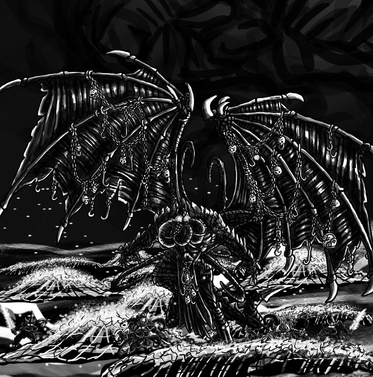 Wh40k Cthulhu rising from the abyssal sea