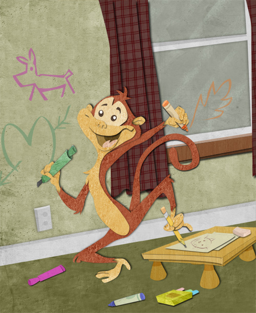 Monkey with Crayons