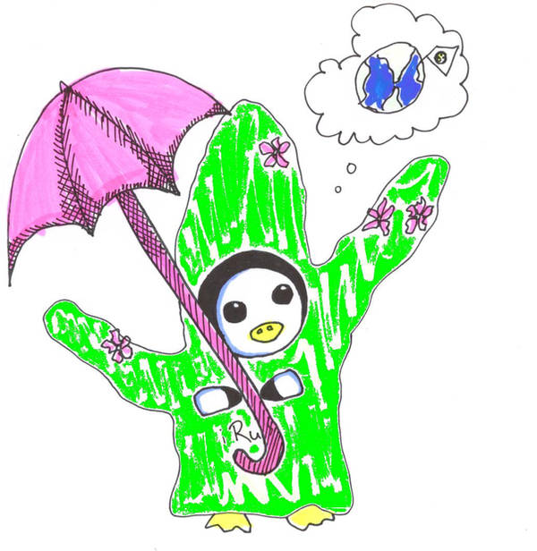 Penguin Cosplaying Cactus by DeathsVampire
