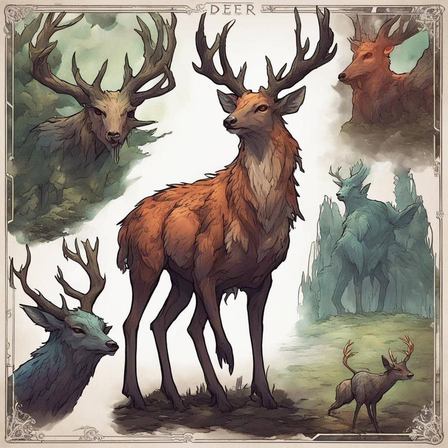 deer that can turn in to a deer monster by loavew on DeviantArt